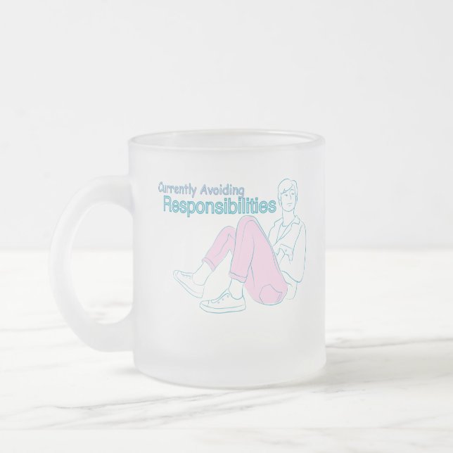 Caneca De Café Vidro Jateado Atualmente Evitando Responsabilidades | Minima Eng (Esquerda)