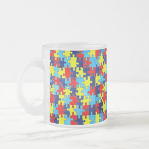 Caneca De Café Vidro Jateado Autism Awareness-Puzzle by Shirley Taylor