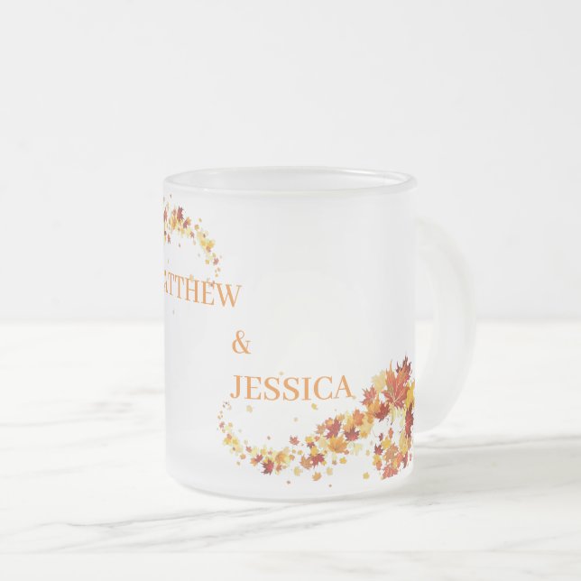 Caneca De Café Vidro Jateado Autumn Bliss Wedding Mug (Frente Esquerda)