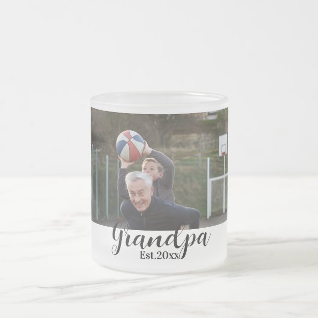 Caneca De Café Vidro Jateado Avô de Fotografia Personalizado (Centro)