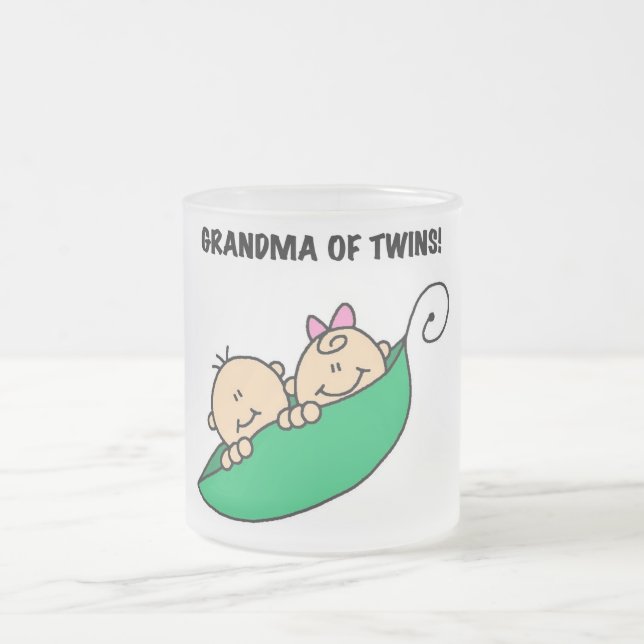 Caneca De Café Vidro Jateado Avó de Gêmeos em Camisetas e presentes (Centro)