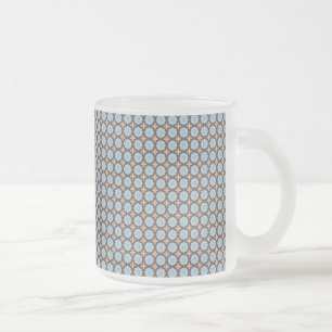 Caneca De Café Vidro Jateado Azul e Marrom Padrão