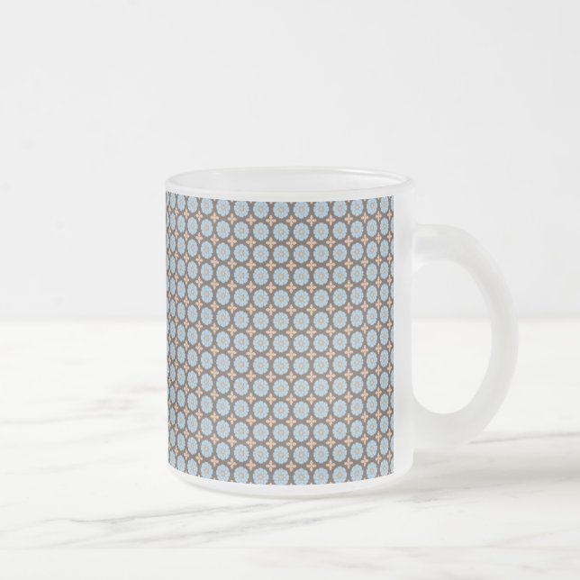 Caneca De Café Vidro Jateado Azul e Marrom Padrão (Direita)
