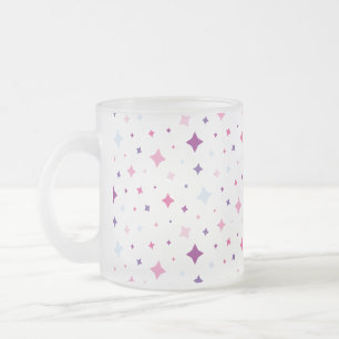 Caneca De Café Vidro Jateado Azul Rosa Estrelas Roxas Espaço Cósmico Céu Noturn