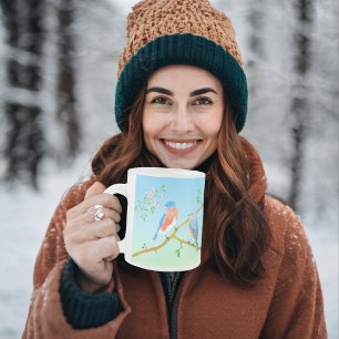 Caneca De Café Vidro Jateado Azulinhos