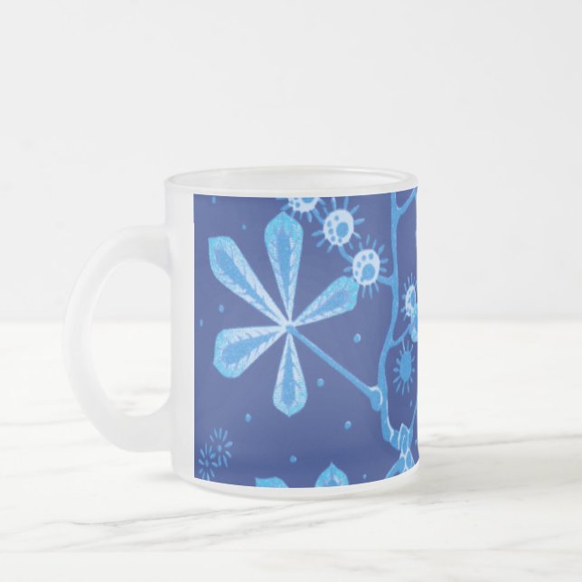 Caneca De Café Vidro Jateado Azure Frost Flower Mug (Esquerda)