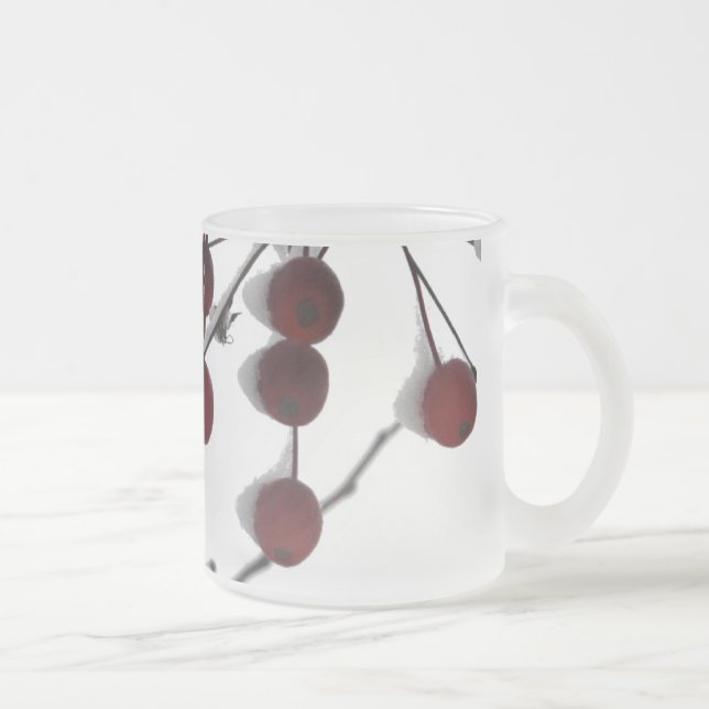 Caneca De Café Vidro Jateado Bagas vermelhas do inverno, 2 (Direita)