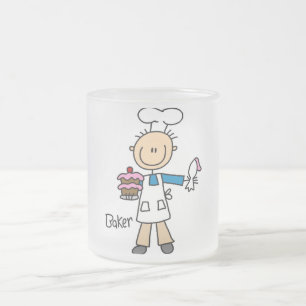 Caneca De Café Vidro Jateado Baker Com Bolo