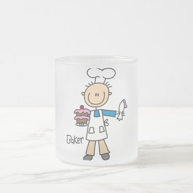 Caneca De Café Vidro Jateado Baker Com Bolo (Centro)