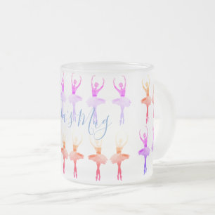 Caneca De Café Vidro Jateado Ballerinas