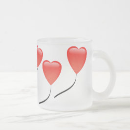 Caneca De Café Vidro Jateado Balões do Coração