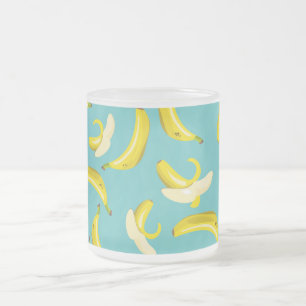 Caneca De Café Vidro Jateado Bananas
