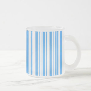 Caneca De Café Vidro Jateado Bandas de doces brancas e azuis