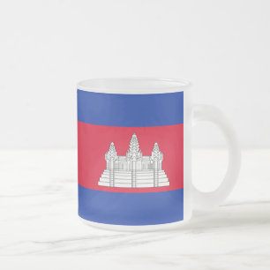 Caneca De Café Vidro Jateado Bandeira cambojana