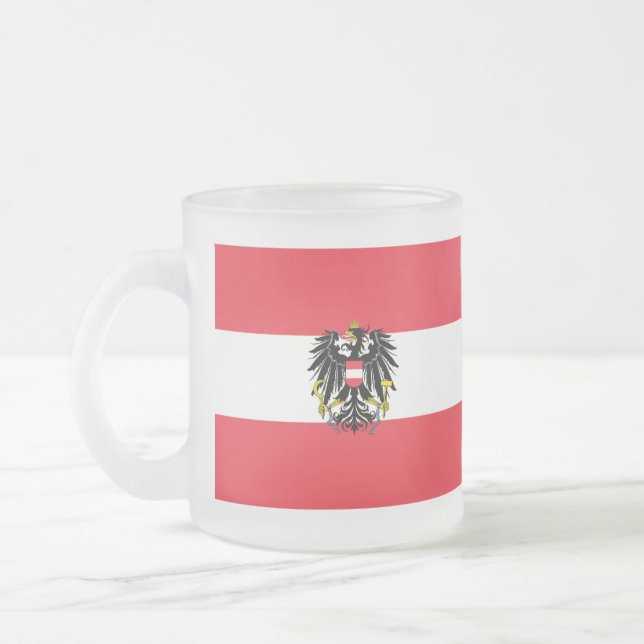 Caneca De Café Vidro Jateado Bandeira da Áustria (Esquerda)