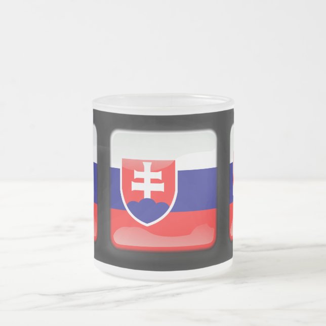 Caneca De Café Vidro Jateado Bandeira da Eslováquia (Centro)