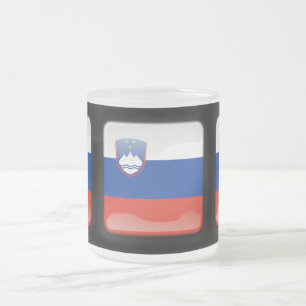 Caneca De Café Vidro Jateado Bandeira da Eslovênia