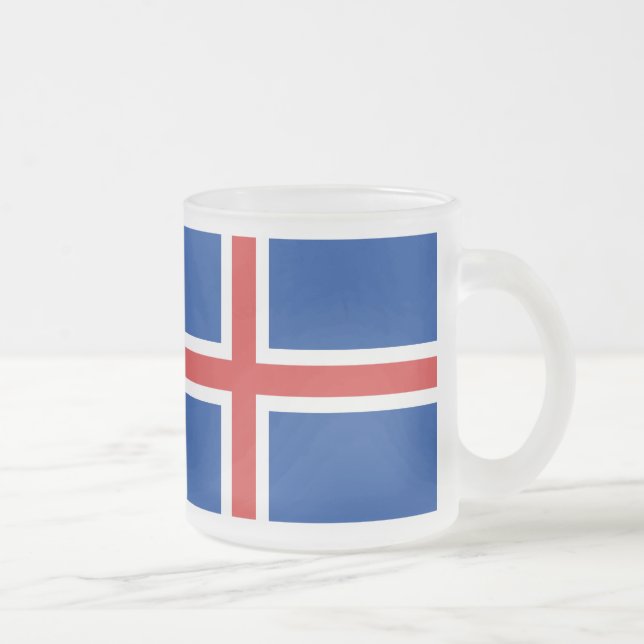 Caneca De Café Vidro Jateado Bandeira da Islândia (Direita)