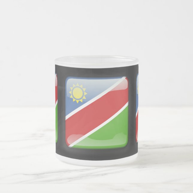 Caneca De Café Vidro Jateado Bandeira da Namíbia (Centro)