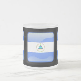 Caneca De Café Vidro Jateado Bandeira da Nicarágua