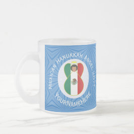 Caneca De Café Vidro Jateado Bandeira de Hanukkah do Anjo Mexicano Personalizad