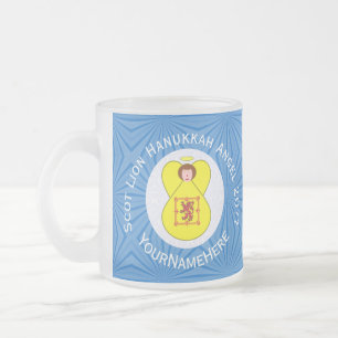 Caneca De Café Vidro Jateado Bandeira de Hanukkah do Leão Rampante Escocês Anjo