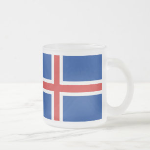 Caneca De Café Vidro Jateado Bandeira de Islândia