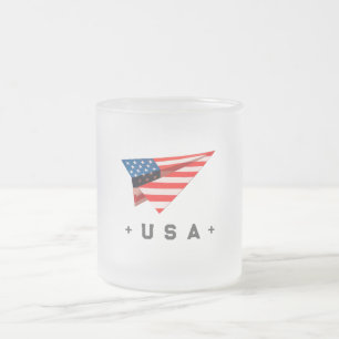 Caneca De Café Vidro Jateado Bandeira do Avião de Papel dos EUA