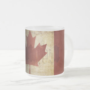 Caneca De Café Vidro Jateado Bandeira do Canadá / Grunge...