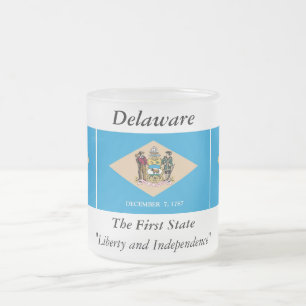 Caneca De Café Vidro Jateado Bandeira do estado de Delaware