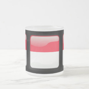 Caneca De Café Vidro Jateado Bandeira do Mônaco