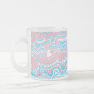 Caneca De Café Vidro Jateado Bandeira do Orgulho Trans Trippy Boho Groovy Listr