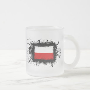 Caneca De Café Vidro Jateado Bandeira do Polônia