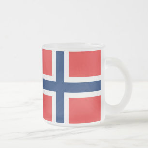 Caneca De Café Vidro Jateado Bandeira norueguesa