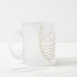 Caneca De Café Vidro Jateado Barco à Vela de Assuã Minimalista em Linha Arte -