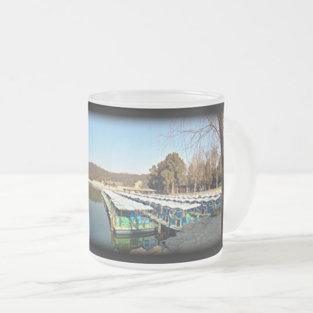 Caneca De Café Vidro Jateado Barcos do Palácio de Verão (Frente Esquerda)