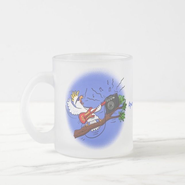 Caneca De Café Vidro Jateado Batuta engraçada tocando cartoon de violão (Esquerda)
