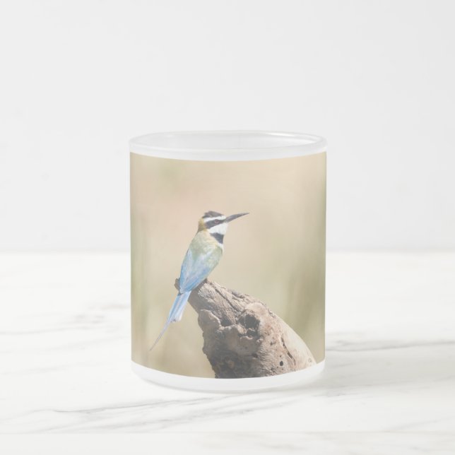 Caneca De Café Vidro Jateado Bee-eater de garganta branca (Centro)