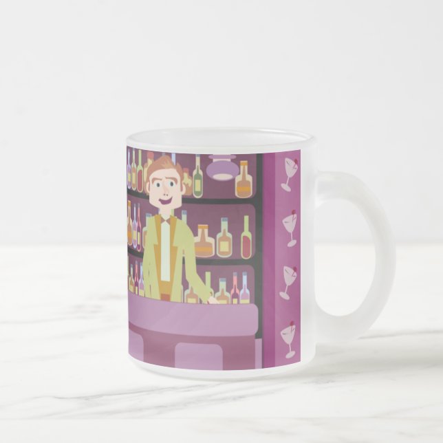 Caneca De Café Vidro Jateado Bela Arte Retrorística Romântica Cartoon Noite (Direita)