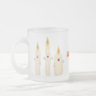 Caneca De Café Vidro Jateado Bela canção de cantar trio de vela