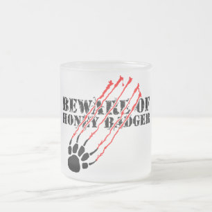 Caneca De Café Vidro Jateado Beware do texugo de mel
