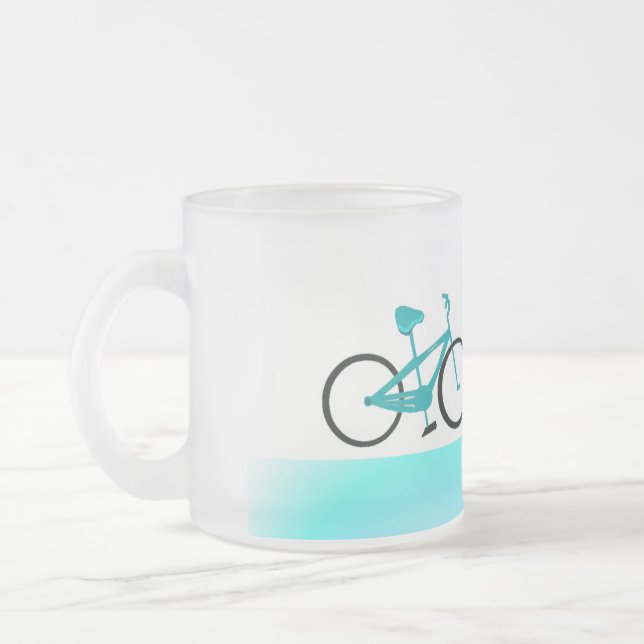 Caneca De Café Vidro Jateado Bicicleta Aqua (Esquerda)