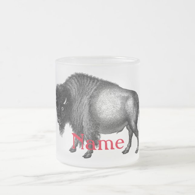 Caneca De Café Vidro Jateado Big Bison Buffalo Thunder_Cove (Centro)