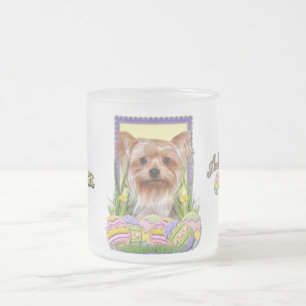 Caneca De Café Vidro Jateado Biscoitos do ovo da páscoa - yorkshire terrier