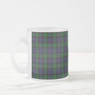 Caneca De Café Vidro Jateado Black Watch Tartan Xadrez Scottish Xadrez Patterno