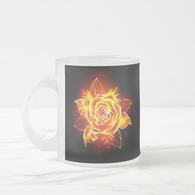 Caneca De Café Vidro Jateado Blooming Fire Rosa (Esquerda)