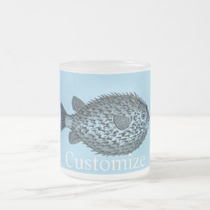 Caneca De Café Vidro Jateado Blowfish Porcupine Thunder_Cove