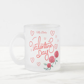 Caneca De Café Vidro Jateado Boas Rosas vermelhas do Dia dos Namorados