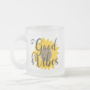 Caneca De Café Vidro Jateado Boas Víbias     Girassol