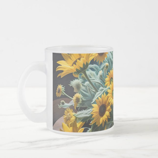 Caneca De Café Vidro Jateado Bodegón Flores y Noche 1 - 001 (Esquerda)